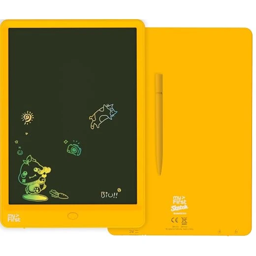 جهاز رسم للأطفال My First Tech myFirst Sketch 3 بشاشة LCD مقاس 10 بوصات باللون الأصفر، تجربة كتابة طبيعية، زر مسح وقفل آمن للحفاظ على الرسومات