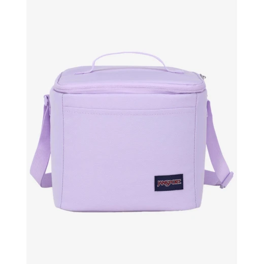 حقيبة غداء جان سبورت Super Snack باللون البنفسجي الفاتح Pastel Lilac، سعة 9 لتر، بحجرة معزولة وبطانة خالية من BPA وجيب أمامي وحزام قابل للتعديل