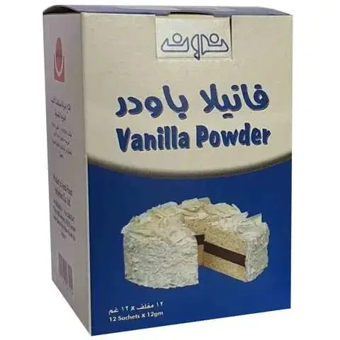 نون فانيلا باودر أكياس، 12 كيس × 12 غرام، مسحوق فانيلا عملي لإضافة نكهة ورائحة الفانيلا المميزة إلى الحلويات والمخبوزات والوصفات المختلفة