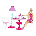 Barbie Glam Dining Room Furniture and Doll Set - باربي