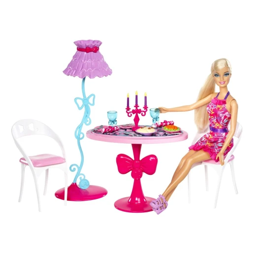 Barbie Glam Dining Room Furniture and Doll Set