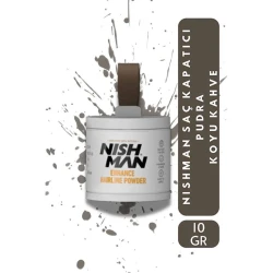 Nish Man Hair Concealer Powder Dark Brown 10g, Gray Hair Coverage