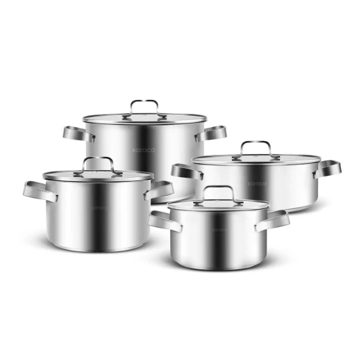 Karaca PowerSteel 316+ Noa Steel 8 Piece Cookware Set, Durable Stainless Steel, Colorless Karaca PowerSteel 316+ Noa Steel 8 Piece Cookware Set, Durable Stainless Steel, Colorless