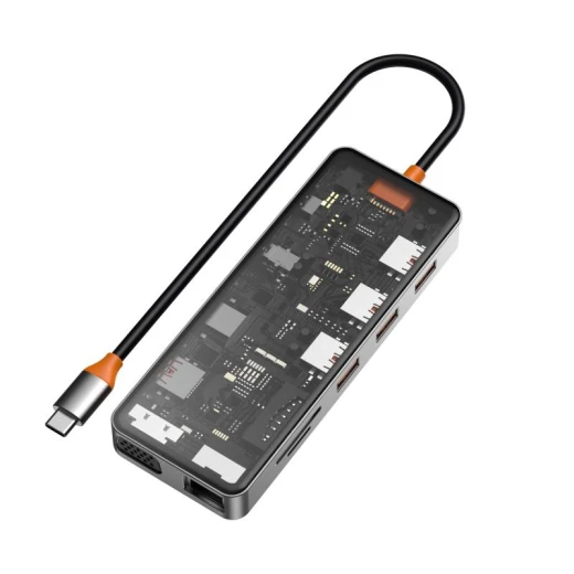 محور وي وو CB011 Cyber 11 في 1 من النوع C: HDMI و VGA و USB و SD Card و RJ45 محور وي وو CB011 Cyber 11 في 1 من النوع C: HDMI و VGA و USB و SD Card و RJ45