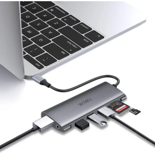 محول WIWU Alpha 11 في 1 USB-C A11312H - 4K HDMI، USB 3.0، إيثرنت، قارئ بطاقات SD/TF - وي وُو - Image 4