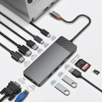 محطة إرساء وي وو Linker 12 في 1 USB-C لجهاز MacBook - رمادي فلكي