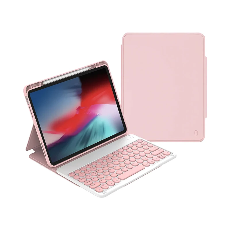 حافظة لوحة مفاتيح وي وو لجهاز iPad 10.9/11" - وردي - عمر بطارية طويل - وي وُو