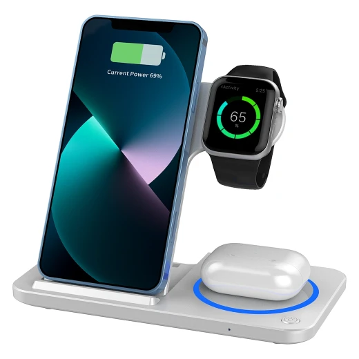 شاحن وي وو اللاسلكي القابل للطي 3 في 1: هاتف، AirPods، iWatch شاحن وي وو اللاسلكي القابل للطي 3 في 1: هاتف، AirPods، iWatch