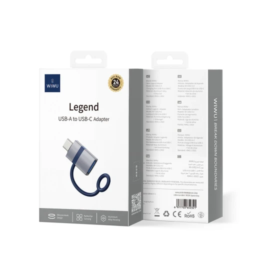 محول Wiwu Wi-C052 USB إلى Type-C OTG رمادي - نقل بيانات سريع محول Wiwu Wi-C052 USB إلى Type-C OTG رمادي - نقل بيانات سريع