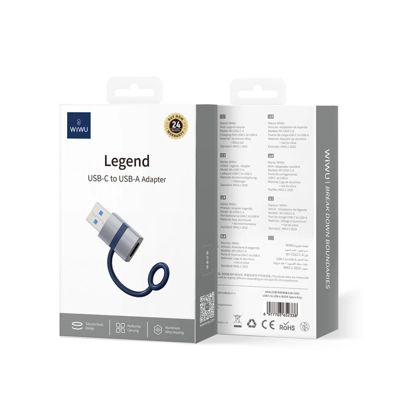 محول وي وو Wi-C052 من النوع C إلى USB OTG رمادي - نقل بيانات سريع - وي وُو