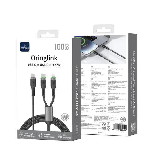 كابل شحن وي وو Wi-C072 100W USB-C إلى USB-C و Lightning بطول 1 متر - وي وُو - Image 4