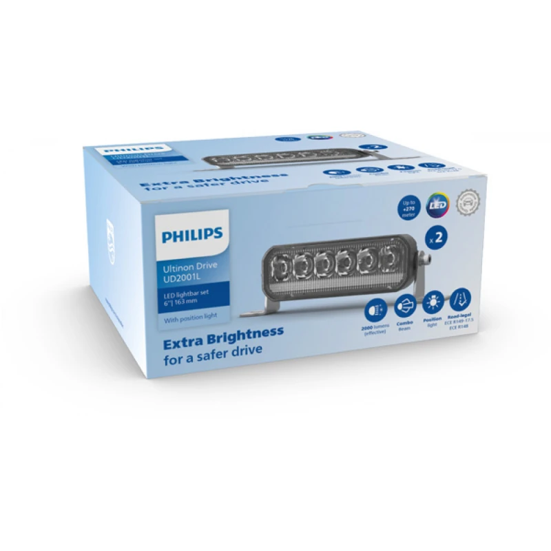 كشاف فيليبس UD2001LX2 LED بـ 2000 لومن، متوافق مع 12 فولت/24 فولت، مدى 270 متر، درجة حرارة اللون 6000 كلفن، مقاوم للماء IP67، ومقاومة للصدمات IK07 - فيليبس