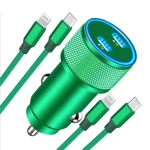 شاحن ثلاثي سريع من الكربون 3 منافذ USB-C PD 65 واط محول طاقة