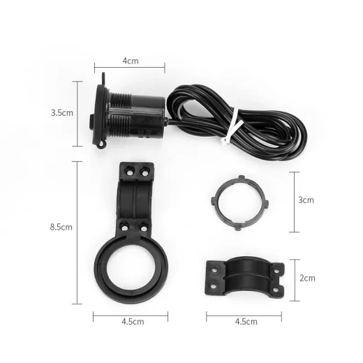 شاحن دراجة نارية بمنفذ USB ومقبس ولاعة سجائر مقاوم للماء 12 فولت - Image 3