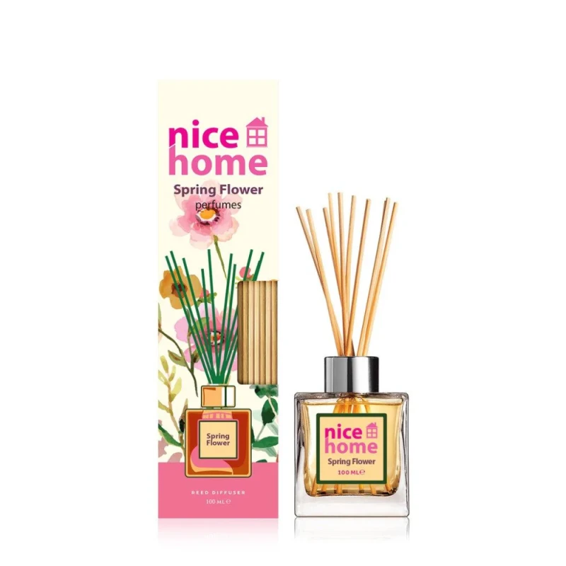 معطر جو نايس هوم برائحة زهور الربيع 100 مل, عطر بلغاري أصلي، بخاخ للغرف يدوم طويلًا للمنزل والمكتب، رائحة آسرة تدوم طويلًا، يزيل الروائح الكريهة - نايس هوم