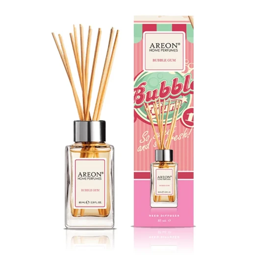 Areon Bubble Gum Scented Air Freshener Perfume Sticks for Home and Office, Long Lasting 85ml Fragrance, Perfect for Any Room, Enjoy Freshness