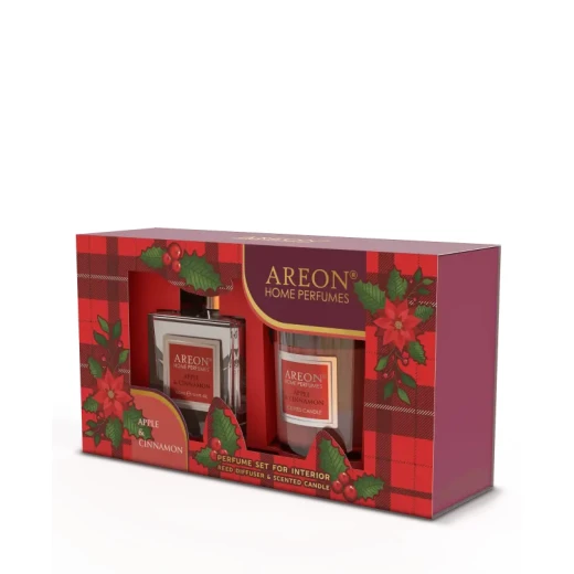 مجموعة عطور منزلية من أريون برائحة التفاح والقرفة 150 مل وشمعة مجموعة عطور منزلية من أريون برائحة التفاح والقرفة 150 مل وشمعة