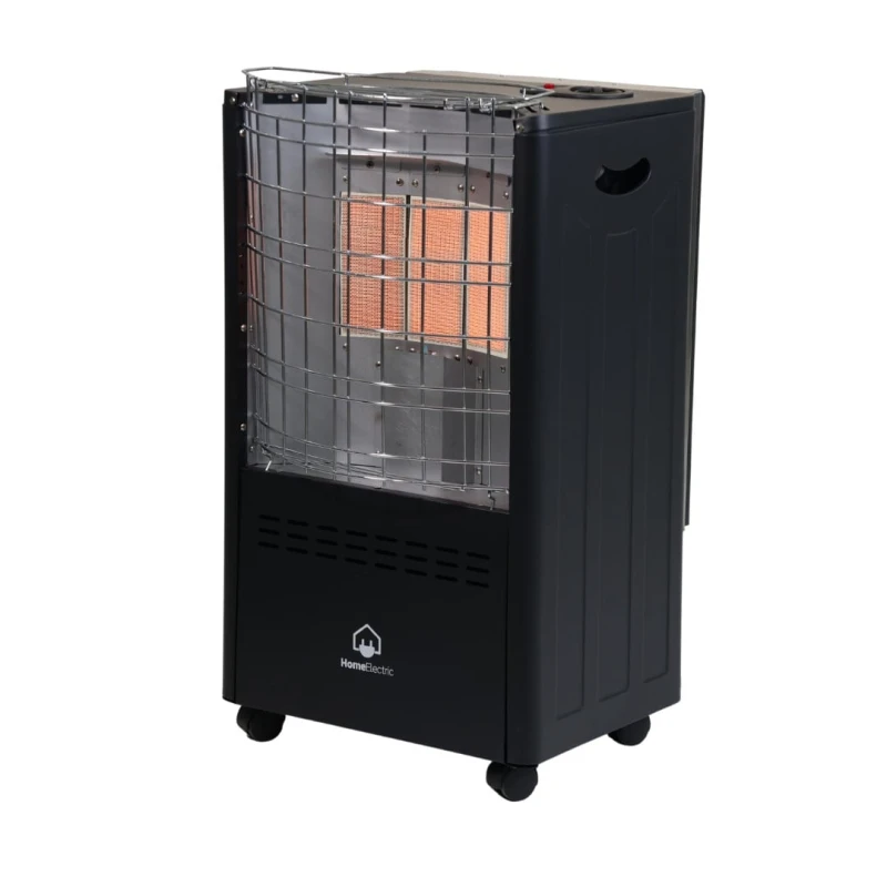 GH 020 Gas Heater Portable Black 3 Burners with Wheels 1 Year Warranty Perfect for Home Heating Easy to Move and Efficient Space Heater for Living Rooms and Bedrooms - Home electric
