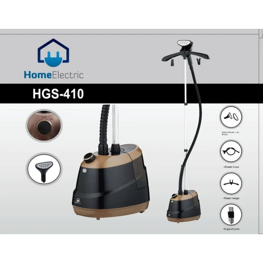 جهاز بخار الملابس الأنيق HGS410 لتحديث القمصان بسرعة، يتميز بخزان مياه 2 لتر، يسخن في 45 ثانية، لون أسود، ضمان لمدة عام واحد، مثالي للاستخدام المنزلي والسفر. - هوم الكترك - Image 2