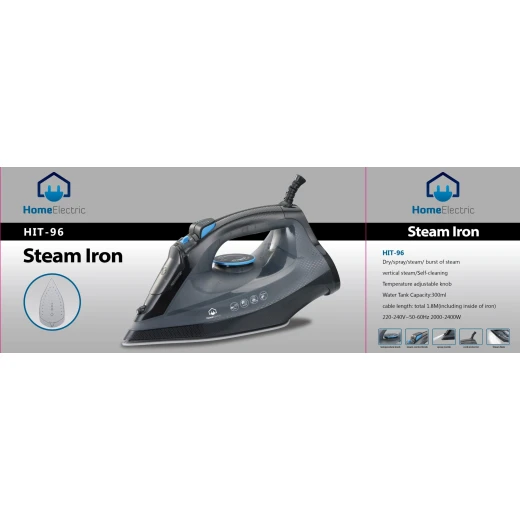 HIT96 Steam Iron 2400W for Vertical Steaming with Self Cleaning Functionality, 300ml Water Tank Capacity and 1.8 Meter Cord, 1 Year Warranty - Home electric - Image 2