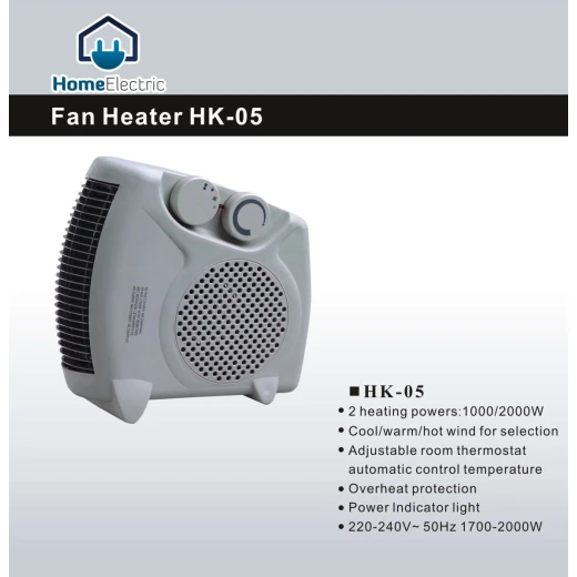 HK05 Electric Space Heater Portable Fan with 2 Heat Settings and Adjustable Thermostat for Personal Space Heating Black Color Overheat Protection 1 Year Warranty - Home electric - Image 2