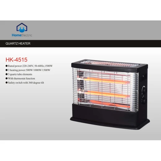 HK4515 Electric Space Heater 4 Heat Settings Black with Thermostat - Home electric - Image 2