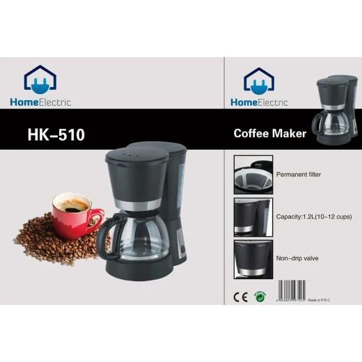 HK510 Coffee Maker: Brew 12 Cups with Permanent Filter, Stylish Design, Non Drip Spout, and a 1 Year Warranty. Enjoy Fresh Coffee Every Morning! - Home electric - Image 2