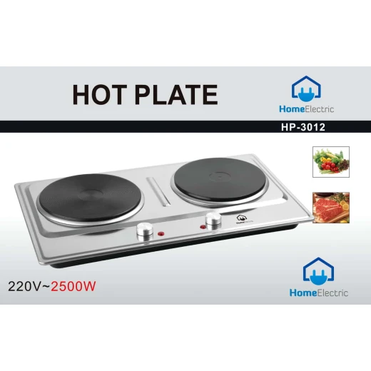 لوح تسخين HP3012 كهربائي 2 شعلة أسود محمول للمنزل والمكتب تصميم أنيق ضمان سنة سهل الاستخدام مثالي للمساحات الصغيرة والطبخ أثناء التنقل - هوم الكترك - Image 2