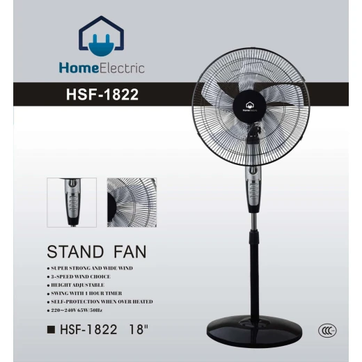 Royal Black Stand Fan HSF1822 3 Speed Oscillating Timer 1 Year Warranty - Home electric - Image 2