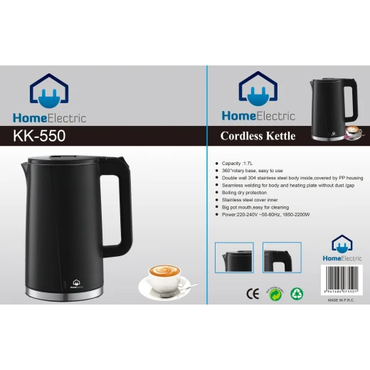 KK550 Electric Water Kettle Stainless Steel and Plastic 1.7 Liter Capacity Fast Boiling and Energy Saving Design With 1 Year Warranty Perfect for Home and Office Use - Home electric - Image 2