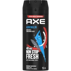 AXE Adrenalin Deodorant Spray 150ml, Natural Ingredients, Long-Lasting Freshness