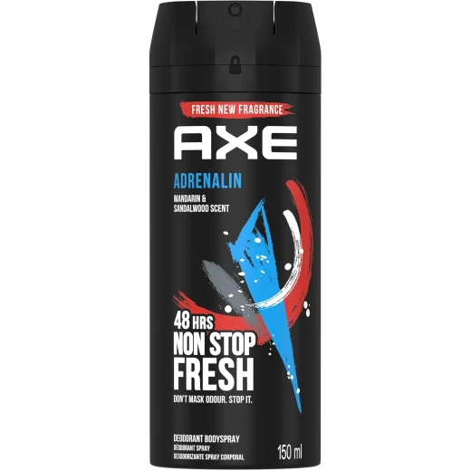 AXE Adrenalin Deodorant Spray 150ml, Natural Ingredients, Long-Lasting Freshness AXE Adrenalin Deodorant Spray 150ml, Natural Ingredients, Long-Lasting Freshness