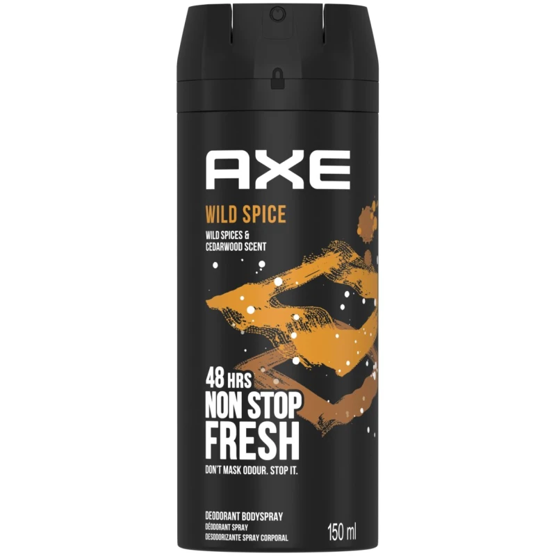 بخاخ مزيل عرق أكس وايلد سبايس للجسم 150 مل، حماية لمدة 48 ساعة للرجال - AXE