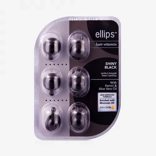Ellips Hair Vitamin Shiny Black Hazelnut and Aloe Vera Oil 6 x 1ml for Damaged Hair