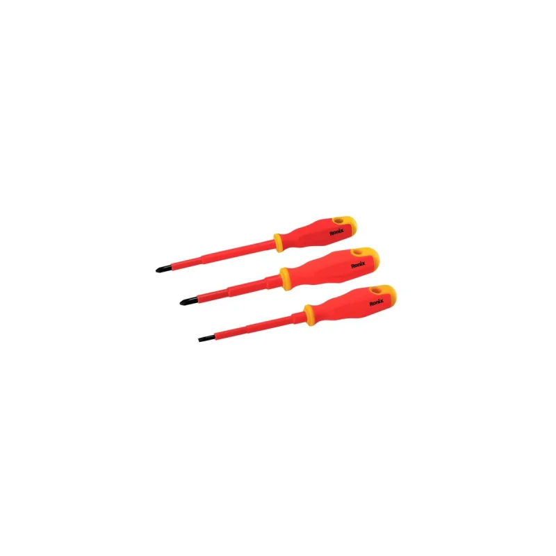 طقم مفكات براغي رونيكس RH-2700 VDE، 3 قطع، معزولة، فيليبس وفتحة - رونيكس