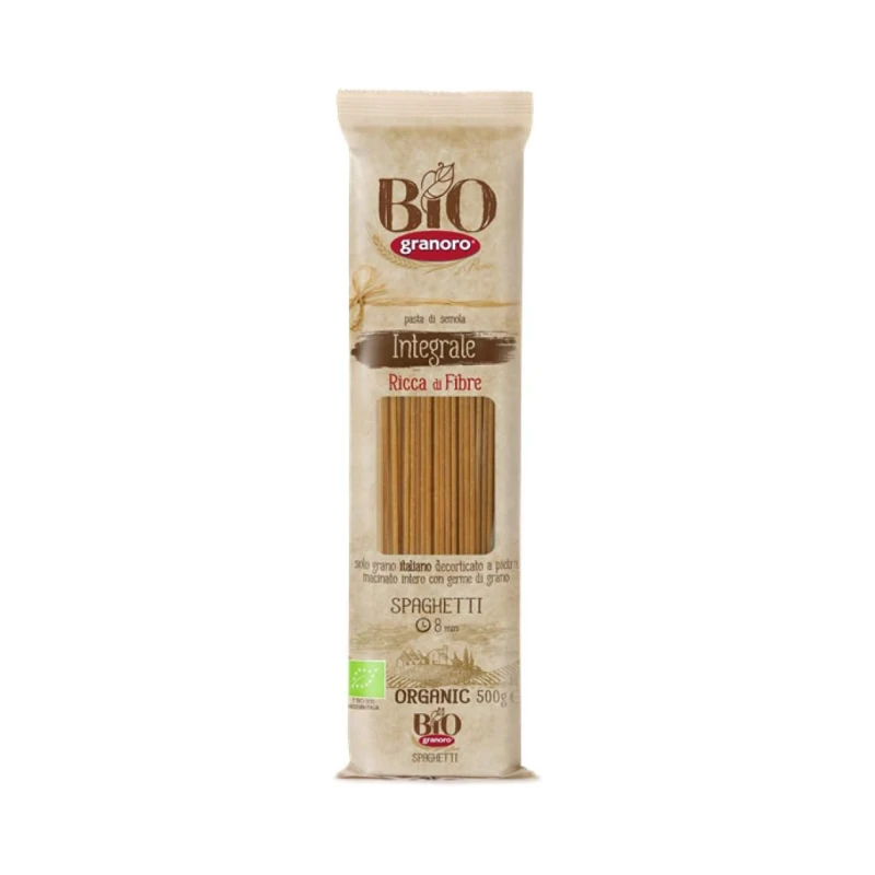 Granoro Organic Whole Wheat Spaghetti Pasta 500g - High Fiber, Healthy Choice - Granoro
