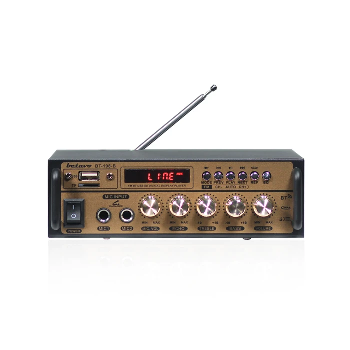 مضخم صوت بيتافو BT-198B صغير الحجم بتقنية البلوتوث وUSB وبطاقة SD، 18 واط، أسود