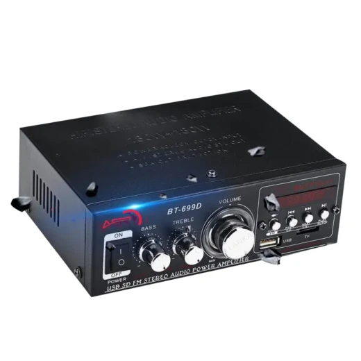 مضخم صوت سيارة BT 699D بلوتوث راديو FM USB بطاقة SD أسود مضخم صوت سيارة BT 699D بلوتوث راديو FM USB بطاقة SD أسود