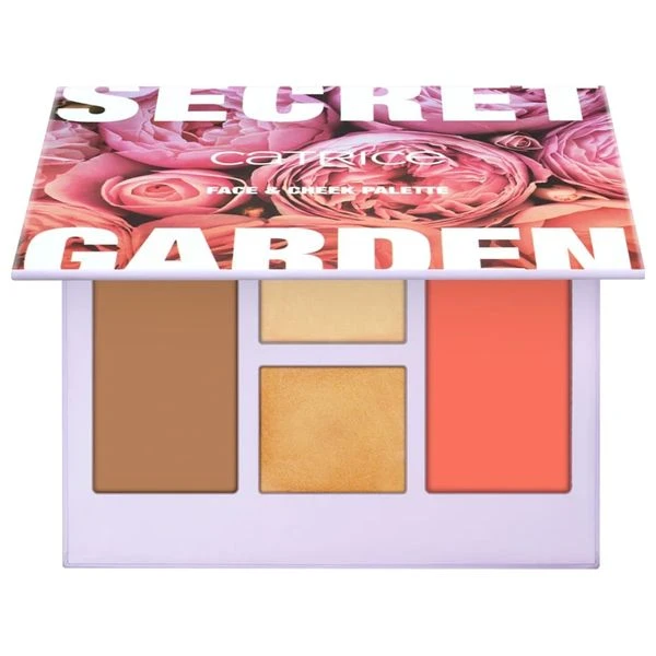 باليت Catrice Secret Garden C01 للوجه، مجموعة إضاءة وبرونز وبلاشر لبشرة متألقة - كاتريس