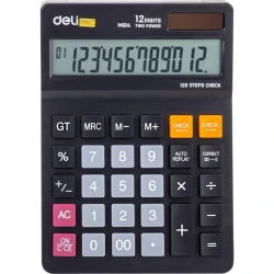 آلة حاسبة مكتبية كبيرة DELI 1420 BLACK بـ 12 خانة وطاقة مزدوجة وشاشة كبيرة