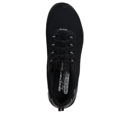 Skechers Women's Glide Step Slip On Sneakers Black Knit Upper Air Cooled Memory Foam Insole Geometric Cushioned Midsole Size 38 Comfortable Daily Wear 104562 BKRG - Skechers - Image 4