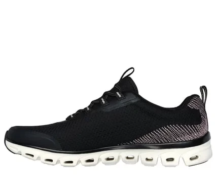 Skechers Women's Glide Step Slip On Sneakers Black Knit Upper Air Cooled Memory Foam Insole Geometric Cushioned Midsole Size 38 Comfortable Daily Wear 104562 BKRG - Skechers - Image 5