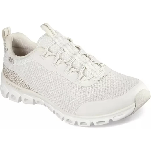 Skechers Women's Glide Step Slip On Sneakers Black Knit Upper Air Cooled Memory Foam Insole Geometric Cushioned Midsole Size 38 Comfortable Daily Wear 104562 BKRG - Skechers - Image 8