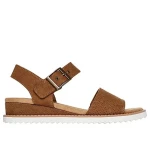 Skechers BOBS Desert Kiss Serendipitous Wedge Sandals for Women Brown Size 37 Comfortable Textile Upper Perfect for Holidays - Skechers