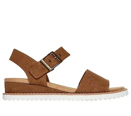Skechers BOBS Desert Kiss Serendipitous Wedge Sandals for Women Brown Size 37 Comfortable Textile Upper Perfect for Holidays - Skechers - Image 2