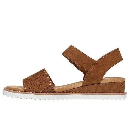 Skechers BOBS Desert Kiss Serendipitous Wedge Sandals for Women Brown Size 37 Comfortable Textile Upper Perfect for Holidays - Skechers - Image 3