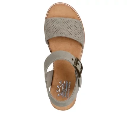 Skechers BOBS Desert Kiss Serendipitous Women's Wedge Sandals Olive Green Textile Upper Breathable Lining Cushioned Footbed Perfect for Sunny Holidays Size 39 - Skechers - Image 4