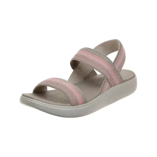 صنادل BOBS من سكيتشرز النسائية Summer Skipper مع حزام كعب قابل للتعديل ونعل داخلي مريح من رغوة Plush بلون بني رمادي مقاس 36 - سكيتشرز - Image 2