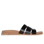 Skechers BOBS Desert Kiss Low Women's Sandals in Black Size 36.5 with Vegan Leather Strap, Cork Veneer Midsole, and Cushioned Skechers Plush Foam Footbed. Perfect for Warm Weather - Skechers