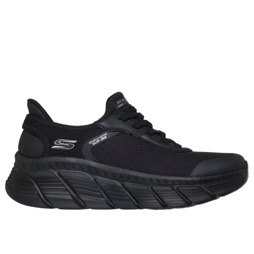 Skechers BOBS Sport B Flex Hi Women's Athletic Fashion Sneakers Black Engineered Knit Upper with Memory Foam Insole Size 37 Lace Up Comfortable